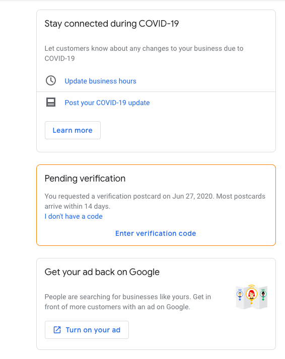 google my business pending verification