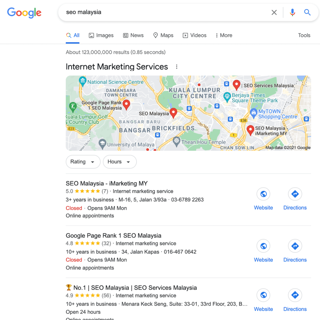 local pack for seo malaysia