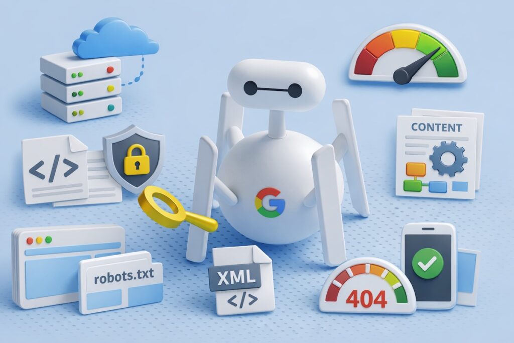 Google bot crawling website sitemaps, content, robots.txt and more.