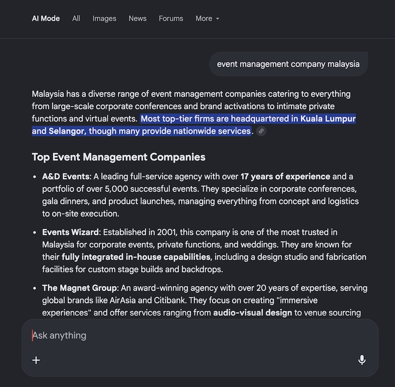 events wizard GEO case study in Malaysia