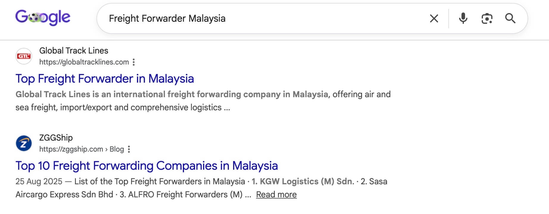 Freight Forwarder Malaysia — results chart