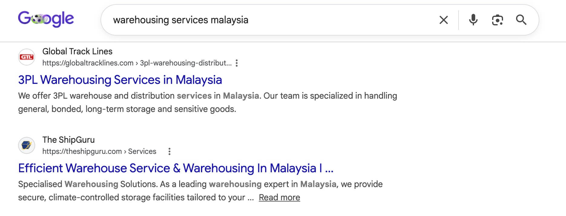 Warehousing Service Malaysia — results chart